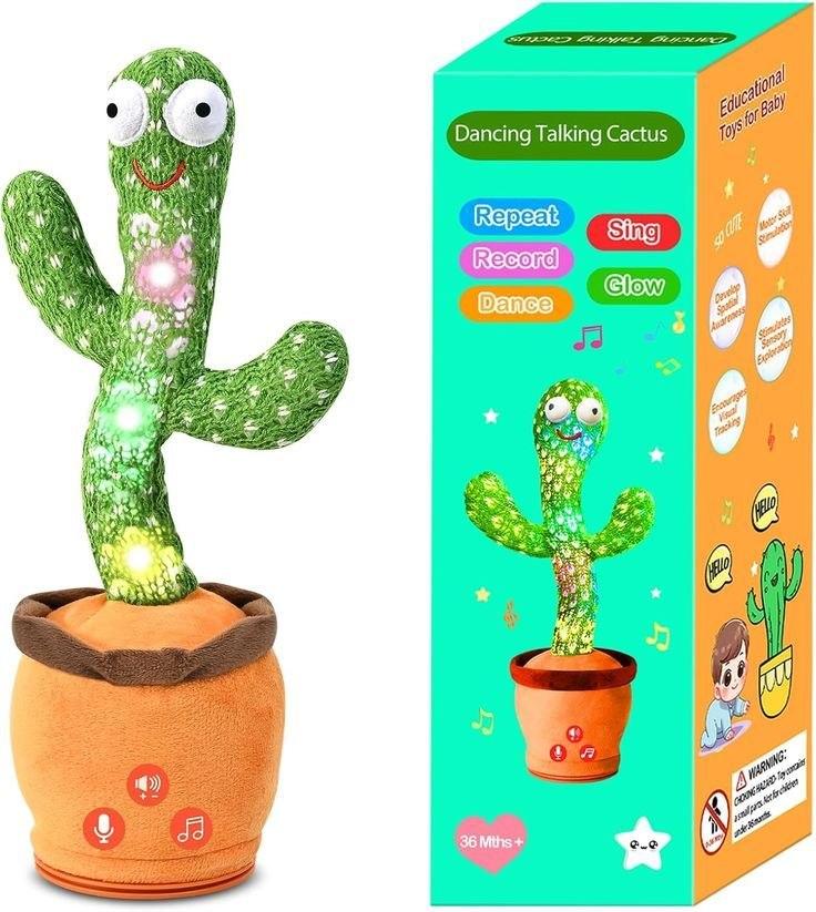 Talking Cactus for Kids Baby Dancing Wriggle Sing Recording Repeat What You Say (Green)